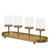 Kitchen Goods Iron Oval Candleholder with Glass Tube 48cm - Champagne Gold
